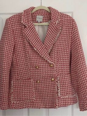 Cyrus Red & White Tweed Double-Breasted Blazer
